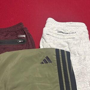 3 XL Olive, Gray, and Maroon Joggers